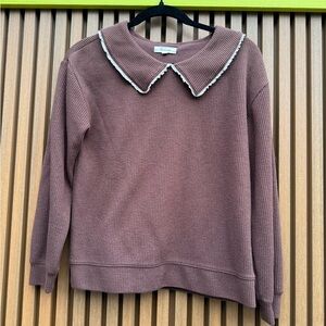 Madewell Brown Sweater with Peter Pan Collar